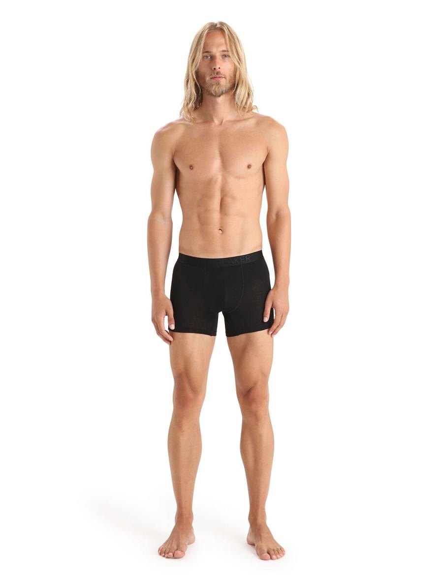 Black Men's Icebreaker Cool-Lite™ Merino Anatomica Boxers Underwear | USA 1321XYUF